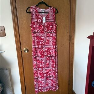 Christopher & Banks Red Paisley Bandana Print Dress